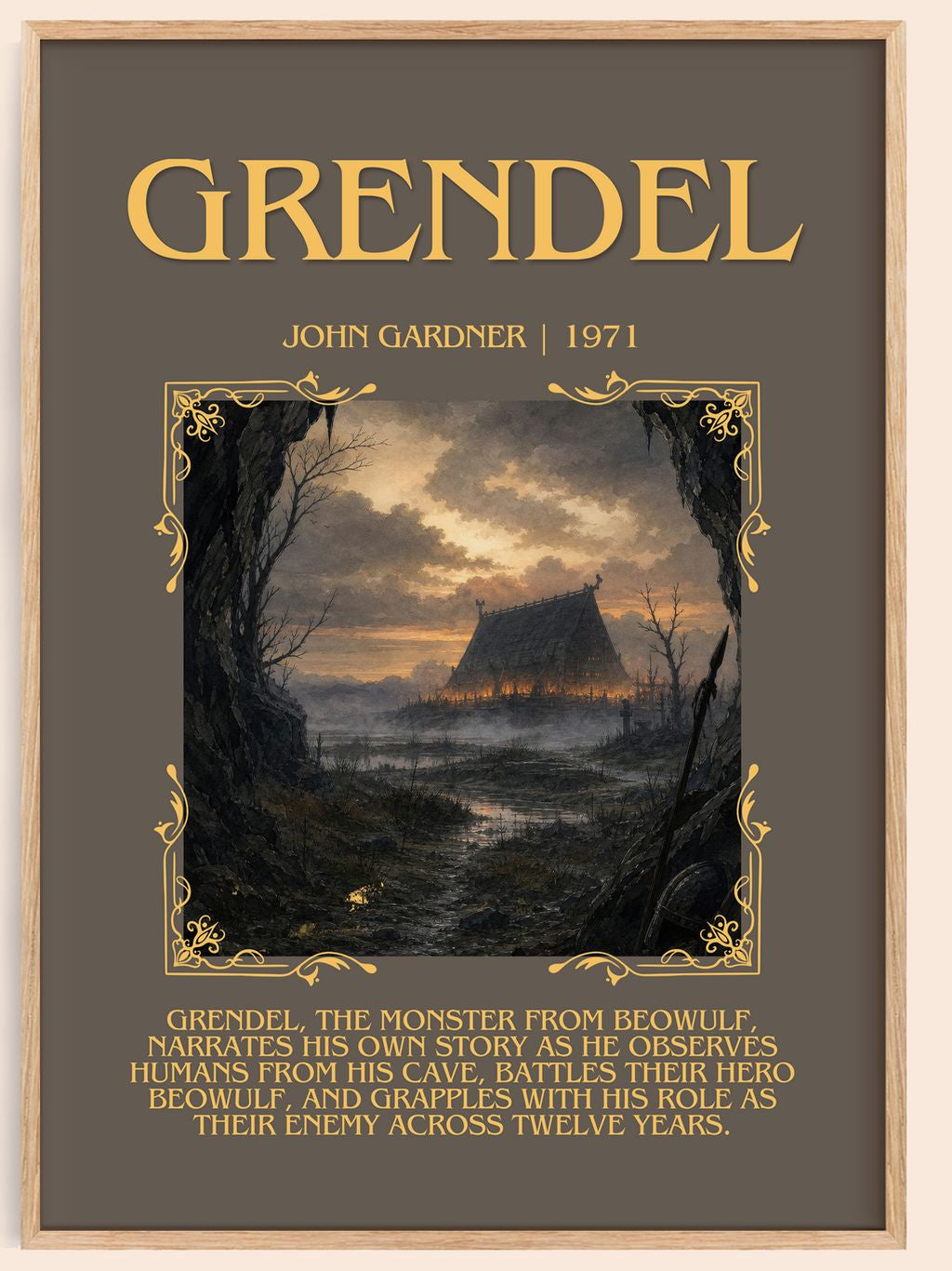 Grendel Minimalist Book Poster by John Gardner – book poster