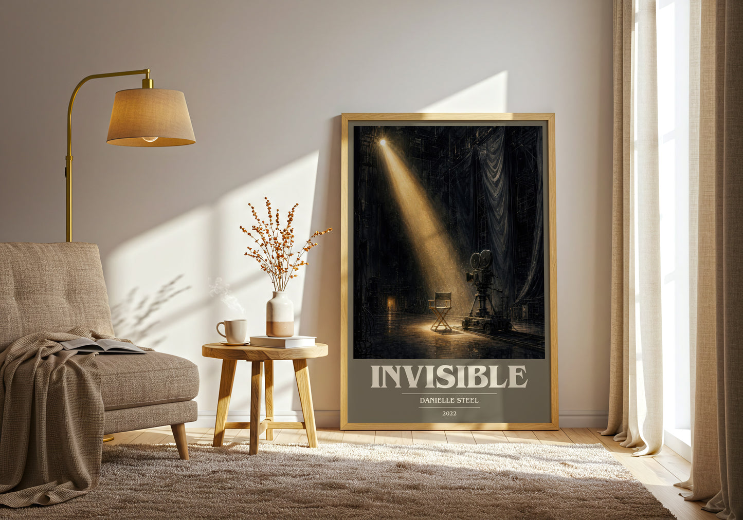 Invisible book cover print on bookshelf – Danielle Steel fan gift