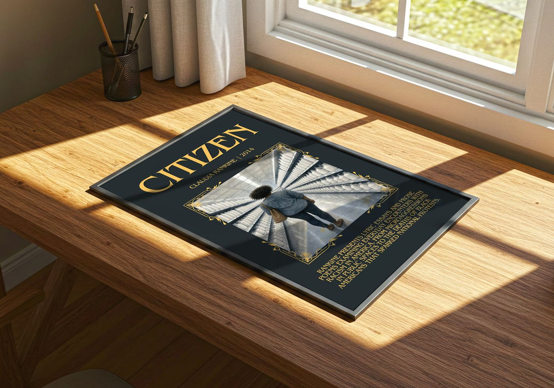 Citizen Minimalist Book Poster by Claudia Rankine – print on a sunlit desk