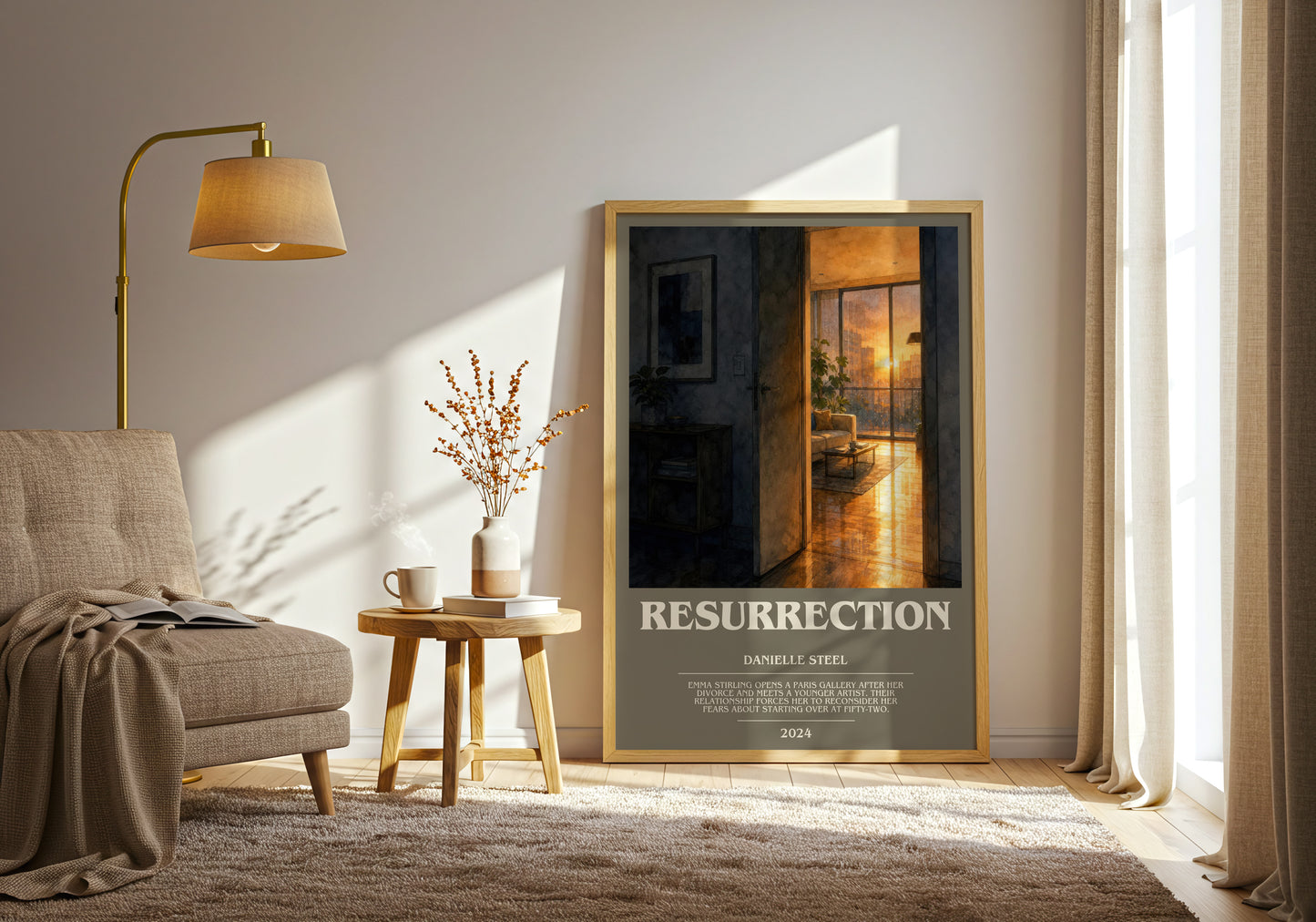 Resurrection bookish print on bookshelf – Danielle Steel fan gift