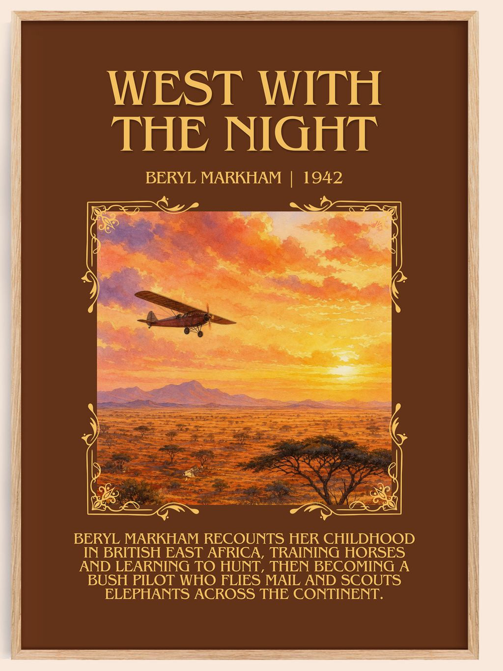 West With the Night Minimalist Book Poster by Beryl Markham – book poster