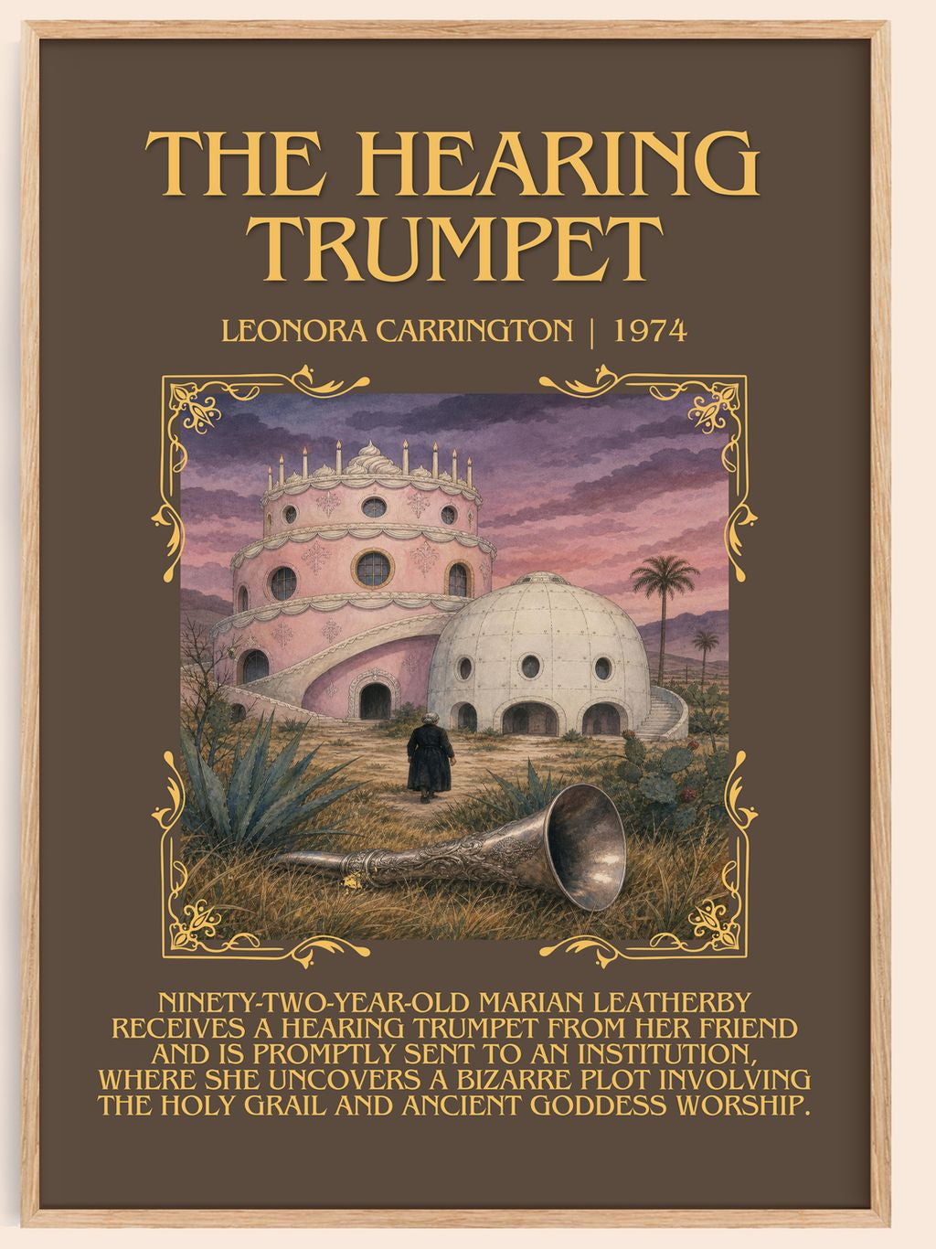 The Hearing Trumpet Minimalist Book Poster by Leonora Carrington – book poster