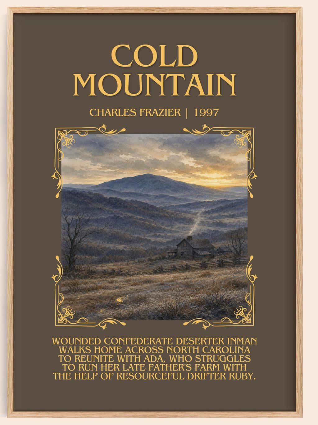 Cold Mountain Minimalist Book Poster by Charles Frazier – book poster