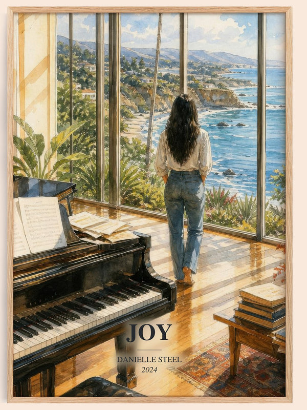 Joy watercolour book poster by Danielle Steel – framed literary art print