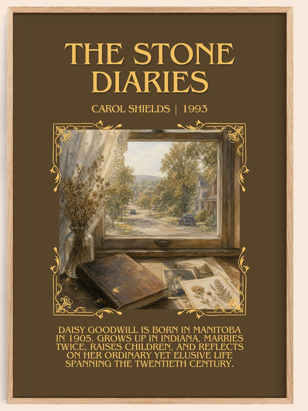 The Stone Diaries Minimalist Book Poster by Carol Shields – book poster