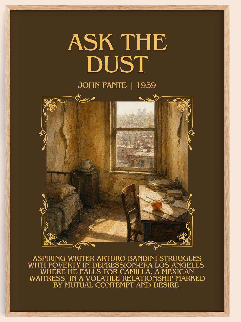 Ask The Dust Minimalist Book Poster by John Fante – book poster