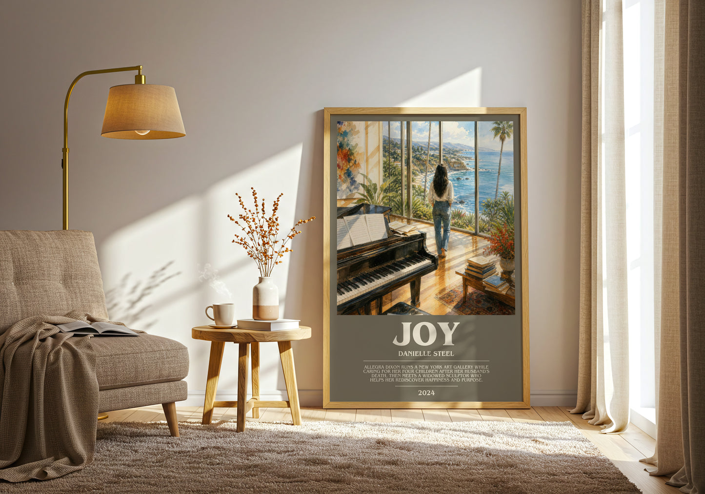 Joy bookish print on bookshelf – Danielle Steel fan gift