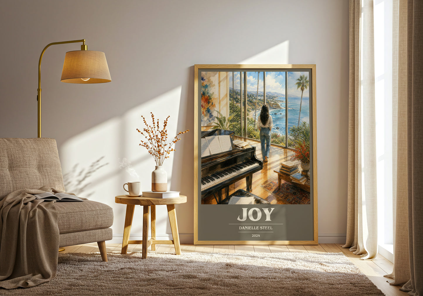 Joy book cover print on bookshelf – Danielle Steel fan gift