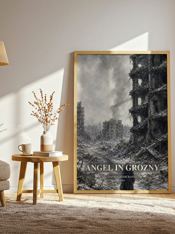 Angel In Grozny watercolour print in frame leaning in hallway – non fiction wall art