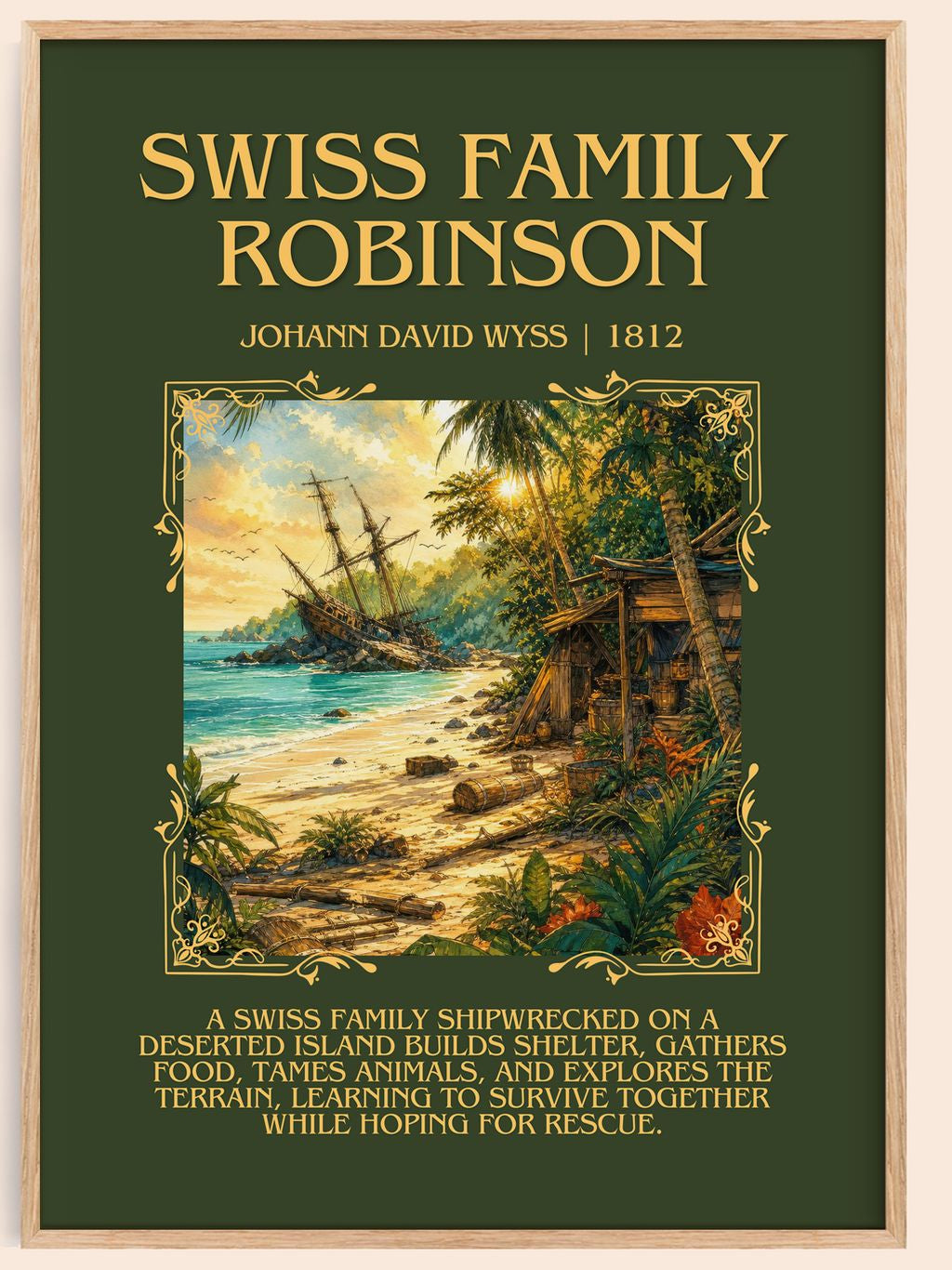 Swiss Family Robinson Minimalist Book Poster by Johann David Wyss – book poster