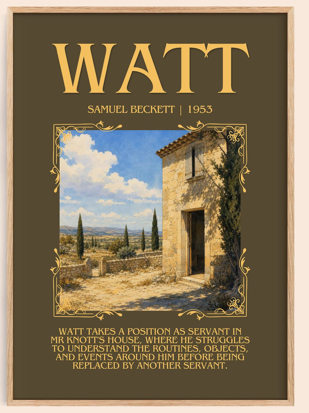 Watt Minimalist Book Poster by Samuel Beckett – book poster