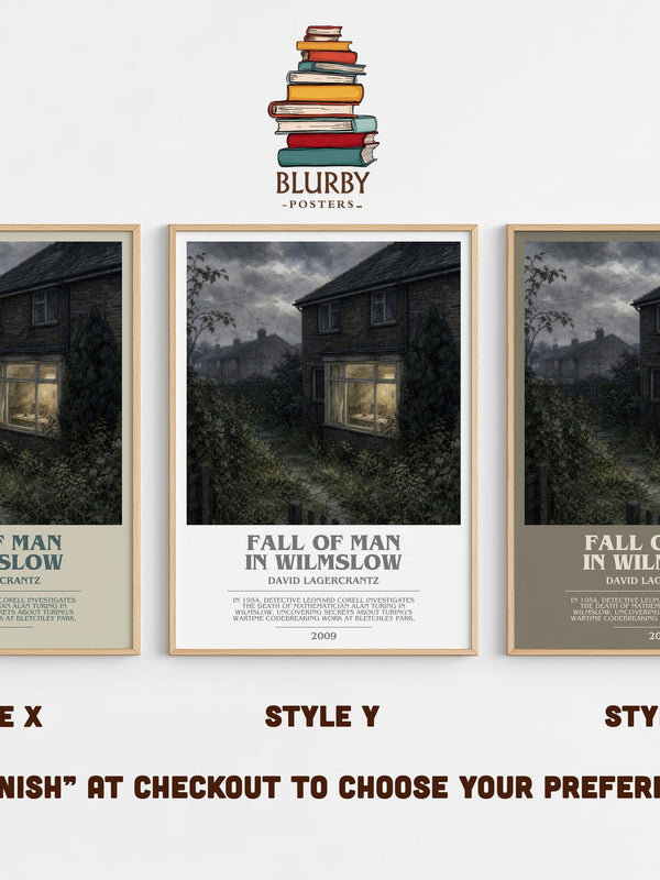 Fall Of Man In Wilmslow bookish print in frame leaning in hallway – historical fiction wall art