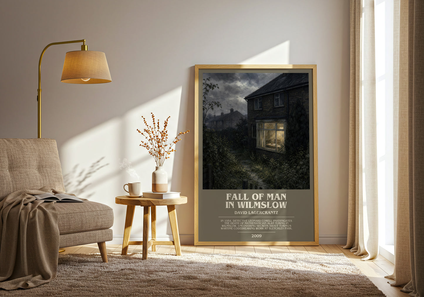 Fall Of Man In Wilmslow bookish print on bookshelf – David Lagercrantz fan gift