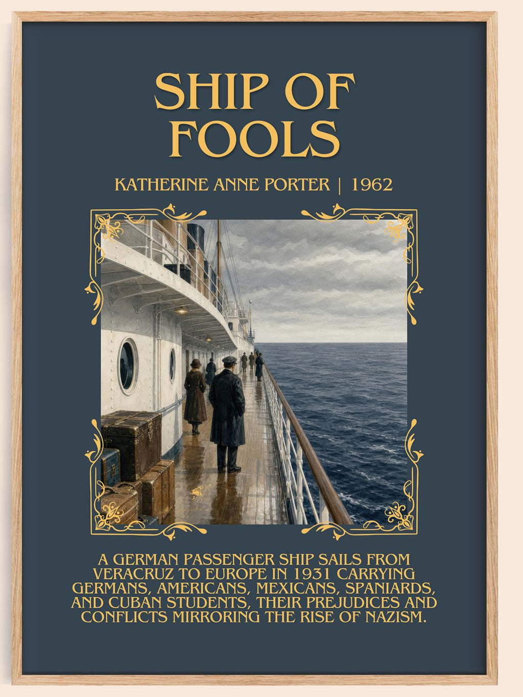 Ship Of Fools Minimalist Book Poster by Katherine Anne Porter – book poster
