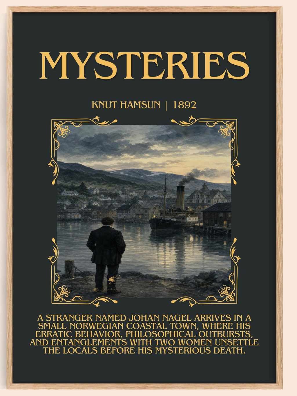 Mysteries Minimalist Book Poster by Knut Hamsun – book poster
