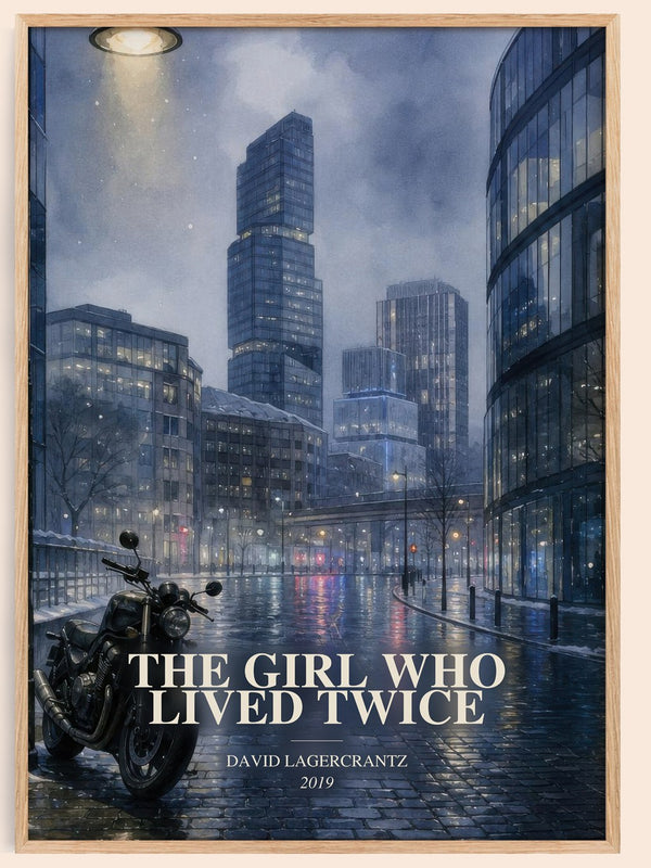 The Girl Who Lived Twice watercolour book poster by David Lagercrantz – framed literary art print
