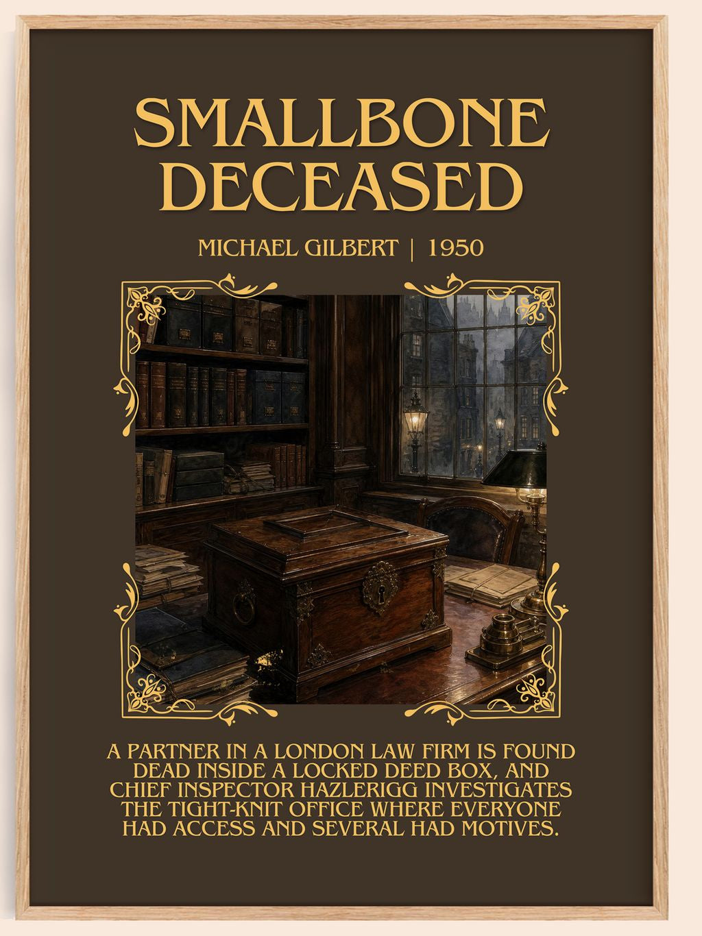 Smallbone Deceased Minimalist Book Poster by Michael Gilbert – book poster