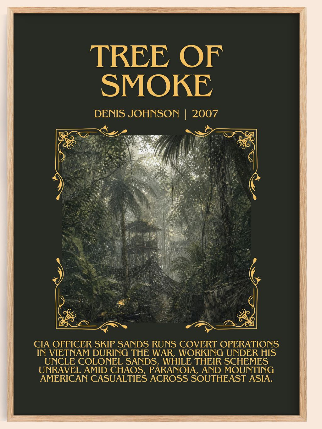 Tree of Smoke Minimalist Book Poster by Denis Johnson – book poster