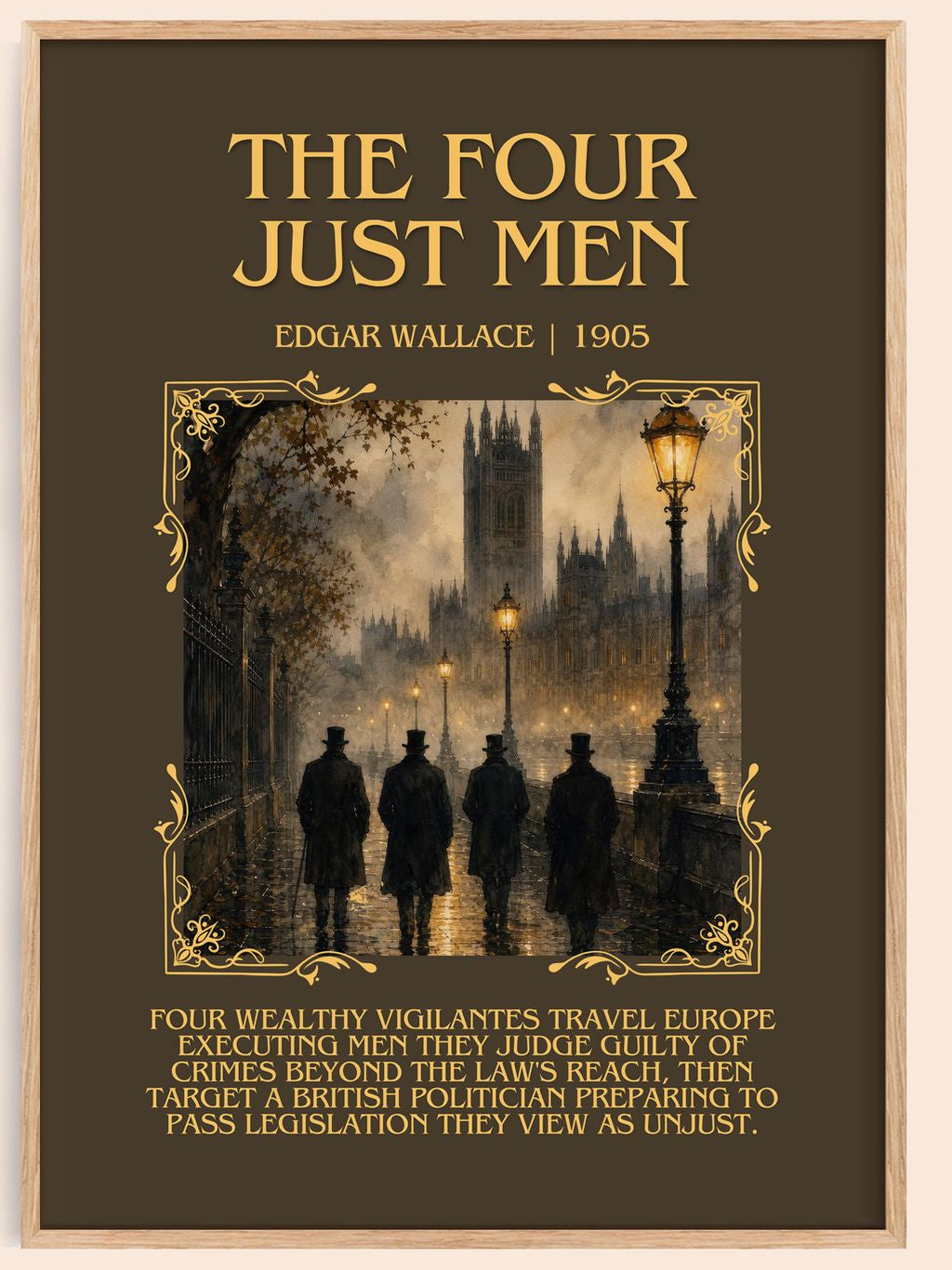 The Four Just Men Minimalist Book Poster by Edgar Wallace – book poster