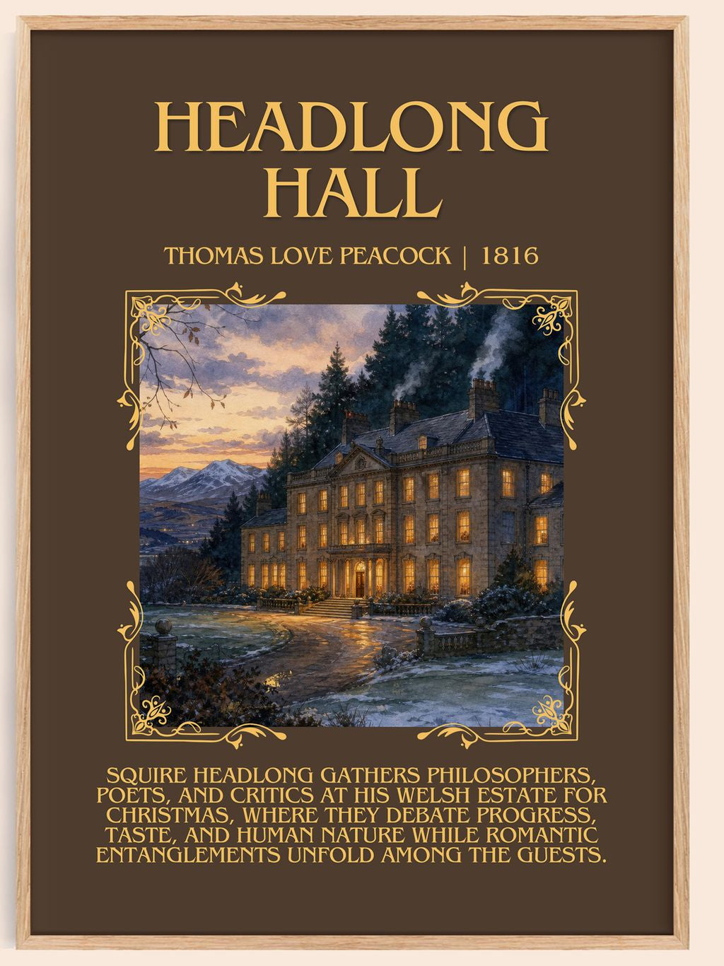 Headlong Hall Minimalist Book Poster by Thomas Love Peacock – book poster