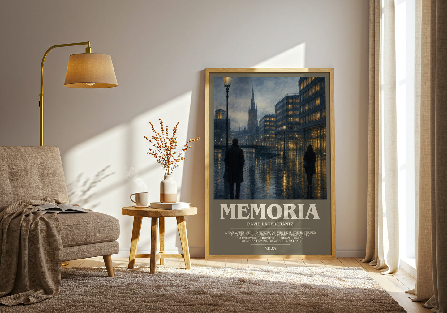 Memoria bookish print on bookshelf – David Lagercrantz fan gift