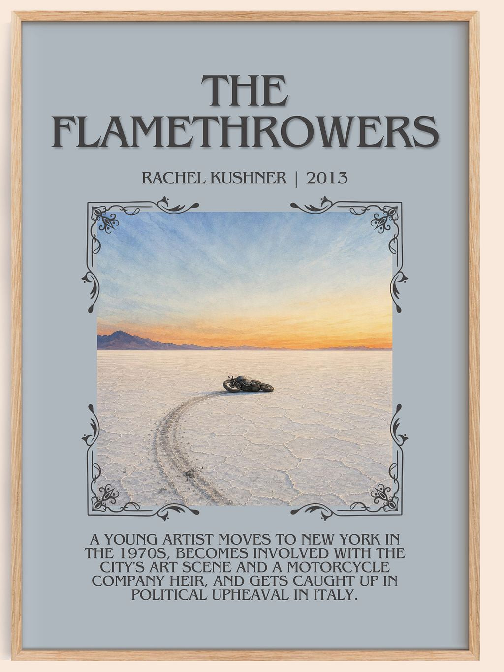 The Flamethrowers Minimalist Book Poster by Rachel Kushner – book poster