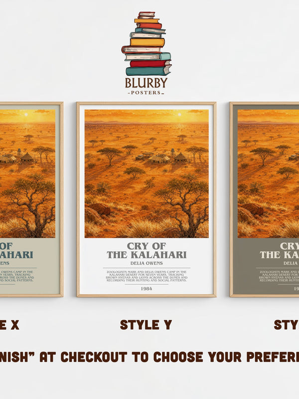 Cry Of The Kalahari bookish print in frame leaning in hallway – non fiction wall art