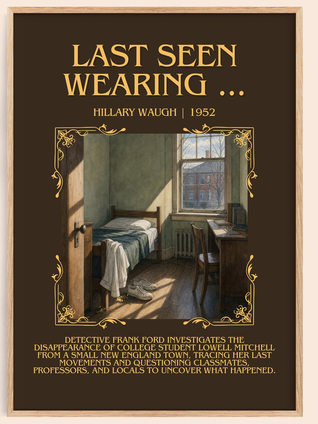 Last Seen Wearing ... Minimalist Book Poster by Hillary Waugh – book poster