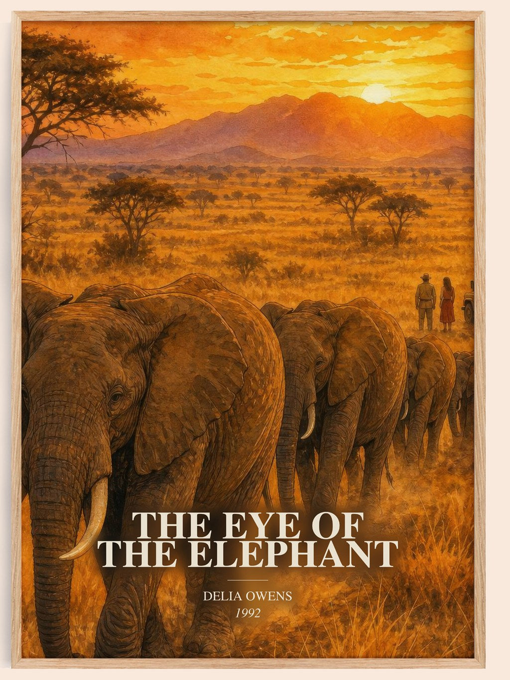 The Eye Of The Elephant watercolour book poster by Delia Owens – framed literary art print