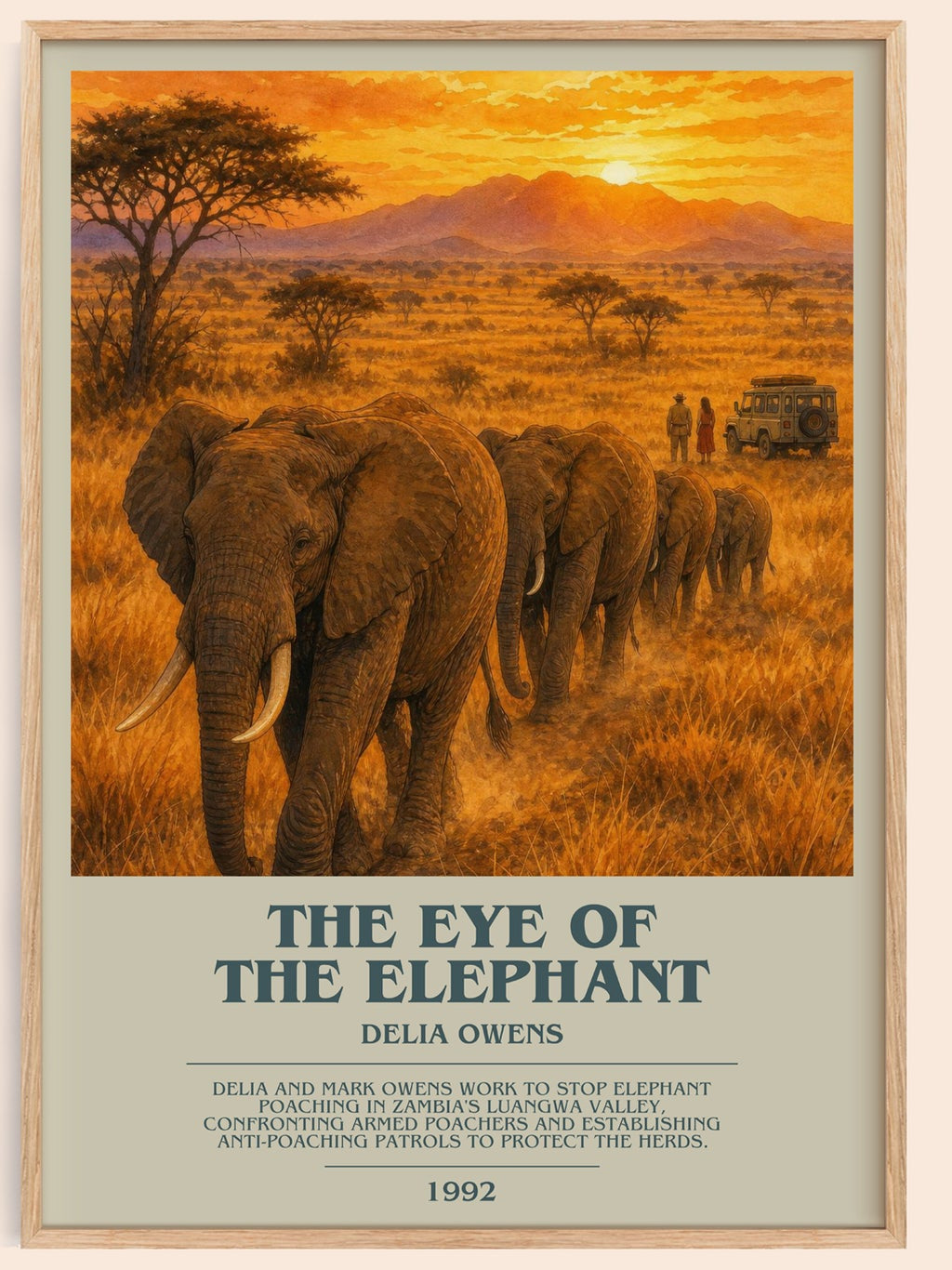 The Eye Of The Elephant bookish book poster by Delia Owens – framed literary art print