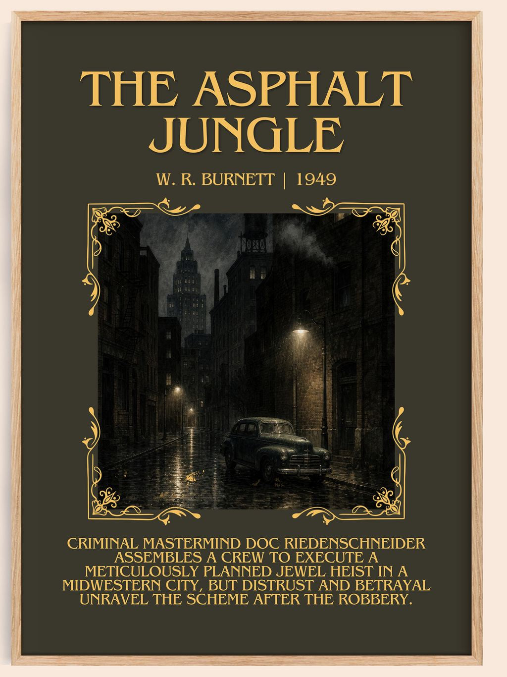 The Asphalt Jungle Minimalist Book Poster by W. R. Burnett – book poster