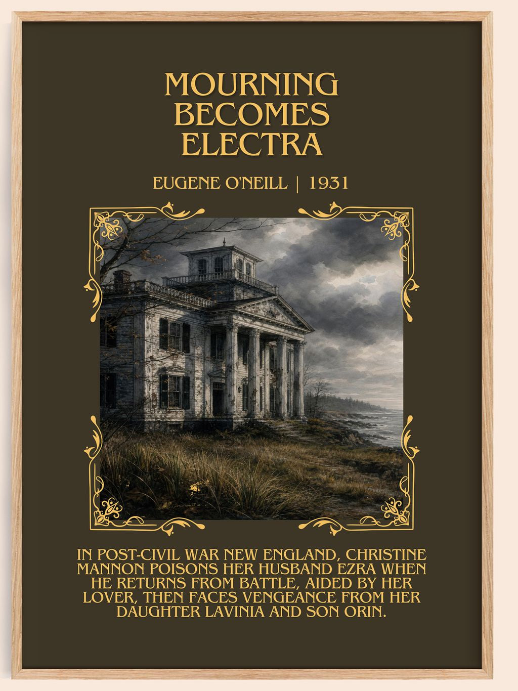 Mourning Becomes Electra Minimalist Book Poster by Eugene O'Neill – book poster