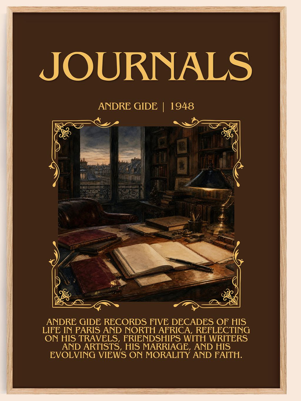 Journals Minimalist Book Poster by André Gide – book poster