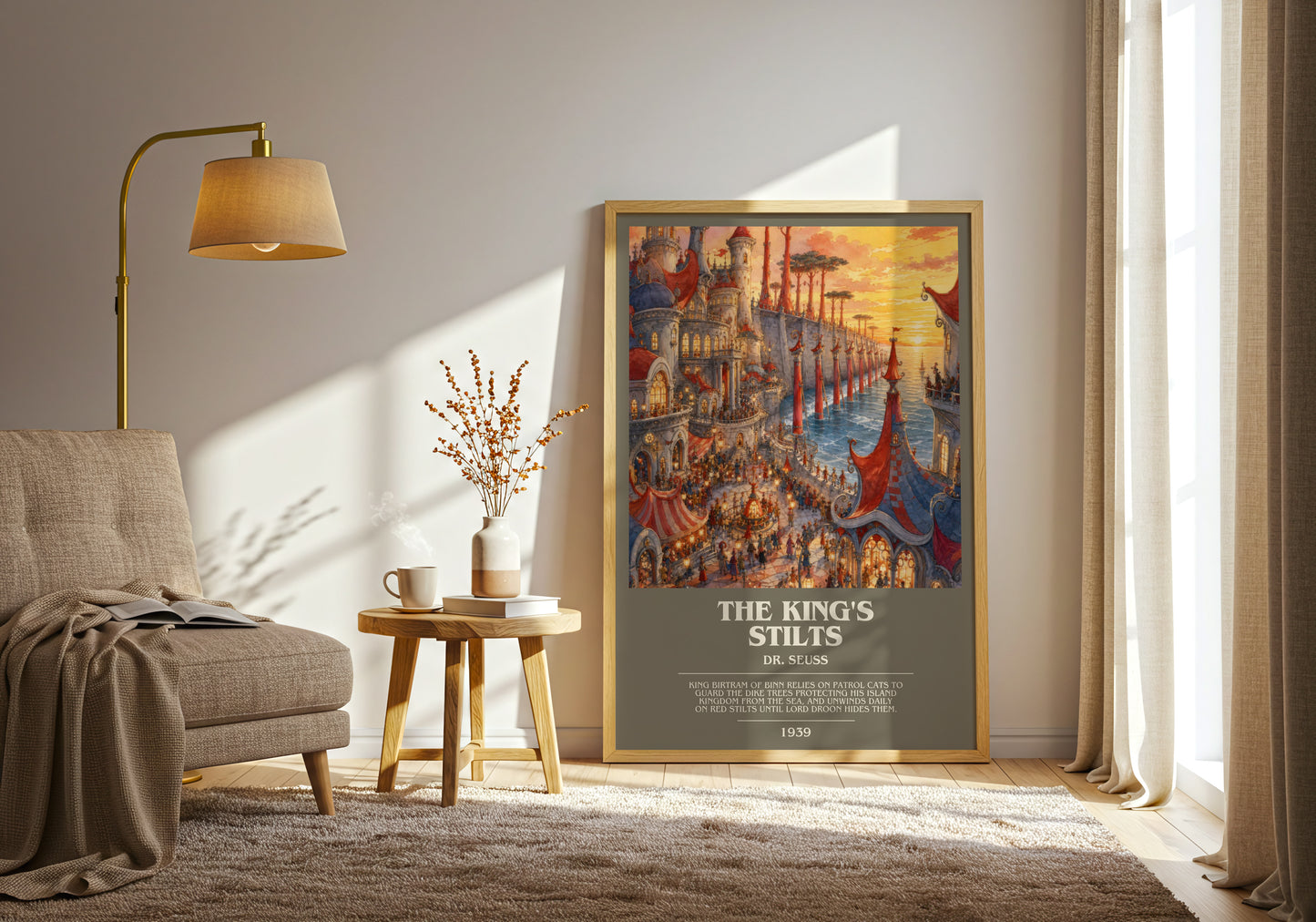 The King'S Stilts bookish print on bookshelf – Dr. Seuss fan gift