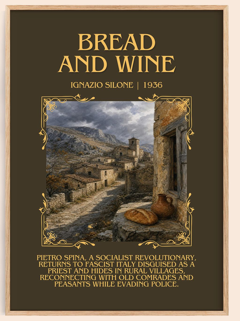 Bread And Wine Minimalist Book Poster by Ignazio Silone – book poster