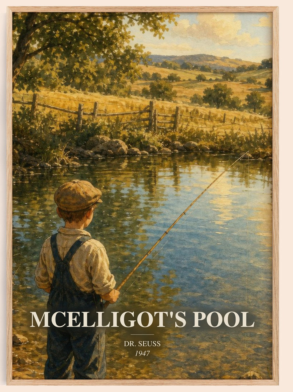 Mcelligot'S Pool watercolour book poster by Dr. Seuss – framed literary art print