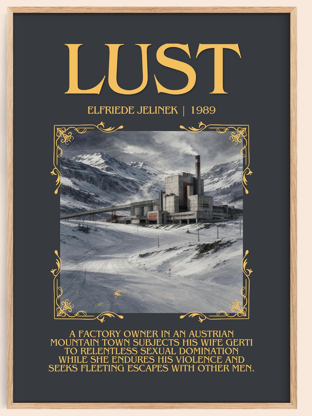 Lust Minimalist Book Poster by Elfriede Jelinek – book poster