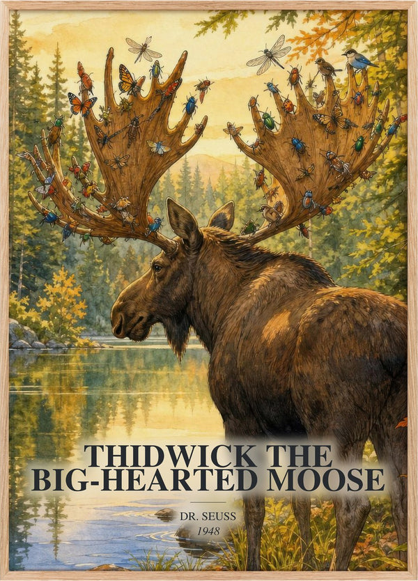 Thidwick The Big-Hearted Moose Book Watercolour Illustration by Dr. Seuss