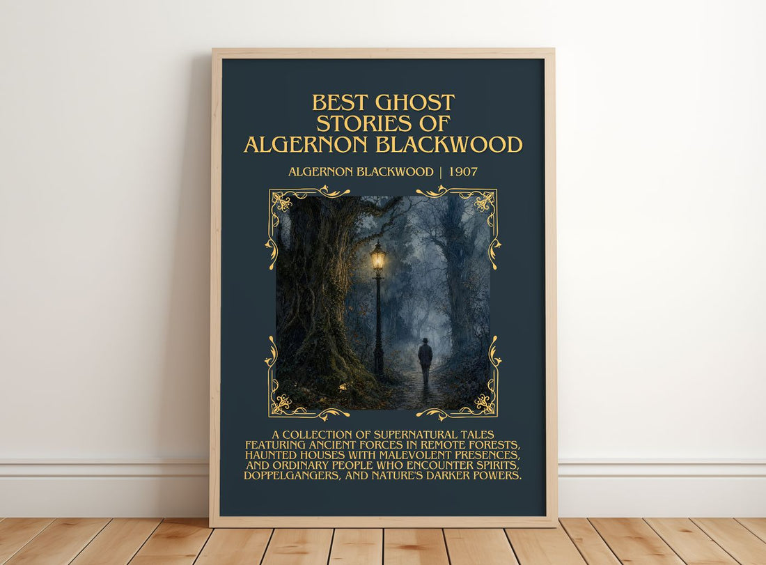 Best Ghost Stories Of Algernon Blackwood Minimalist Book Poster by Algernon Blackwood – framed print leaning on a wooden floor
