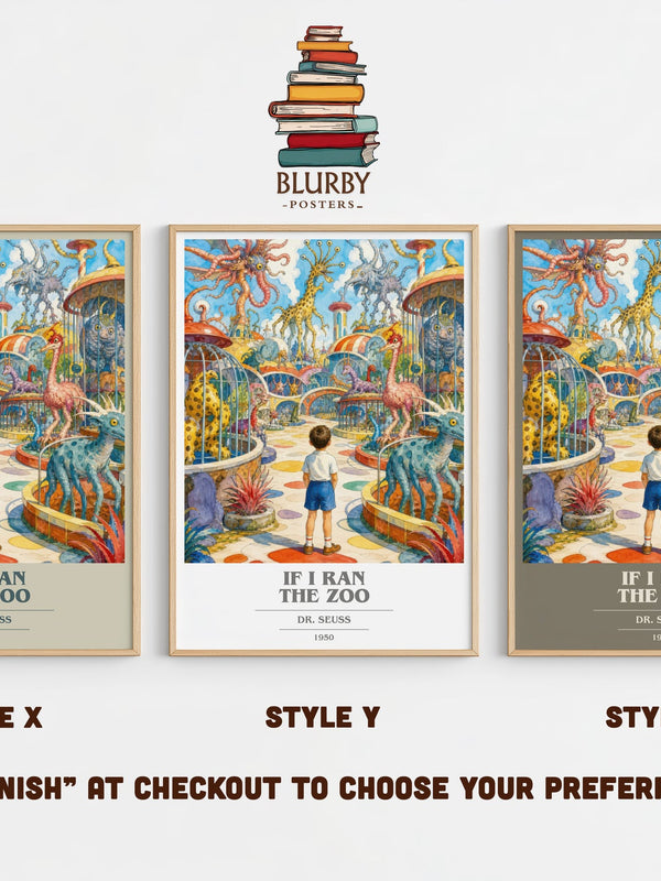 If I Ran The Zoo book cover print in frame leaning in hallway – childrens wall art