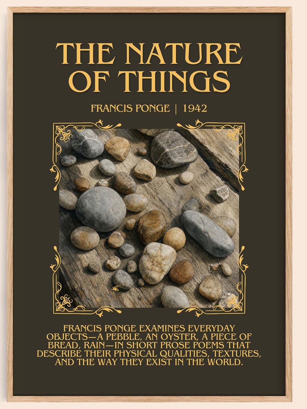 The Nature of Things Minimalist Book Poster by Francis Ponge – book poster