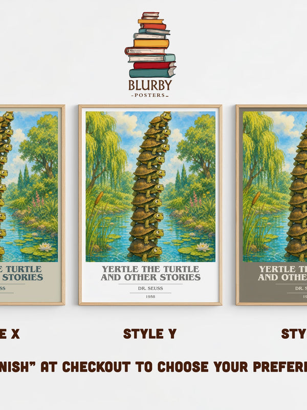 Yertle The Turtle And Other Stories book cover print in frame leaning in hallway – childrens wall art