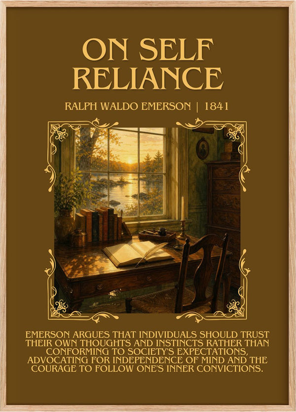 On Self Reliance Minimalist Book Poster by Ralph Waldo Emerson