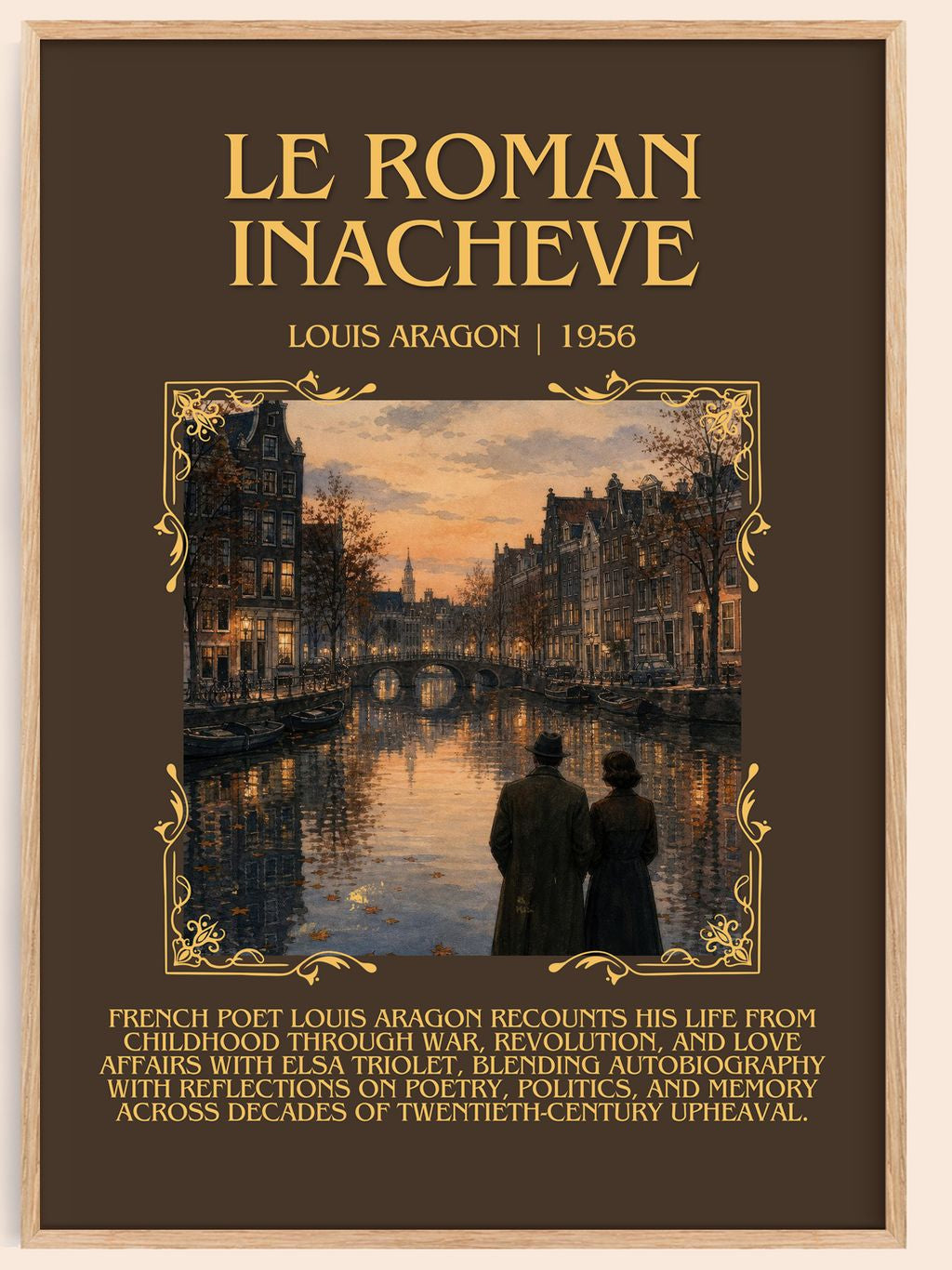 Le Roman Inachevé Minimalist Book Poster by Louis Aragon – book poster