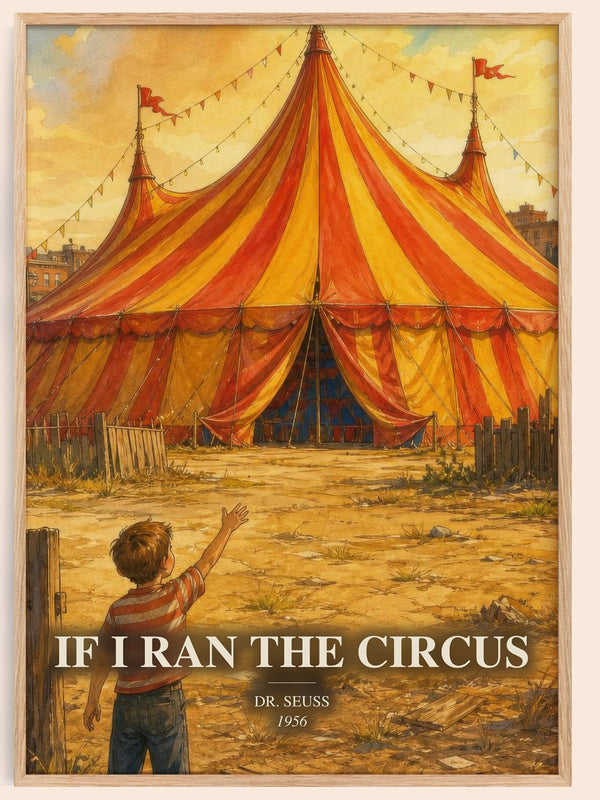 If I Ran The Circus watercolour book poster by Dr. Seuss – framed literary art print