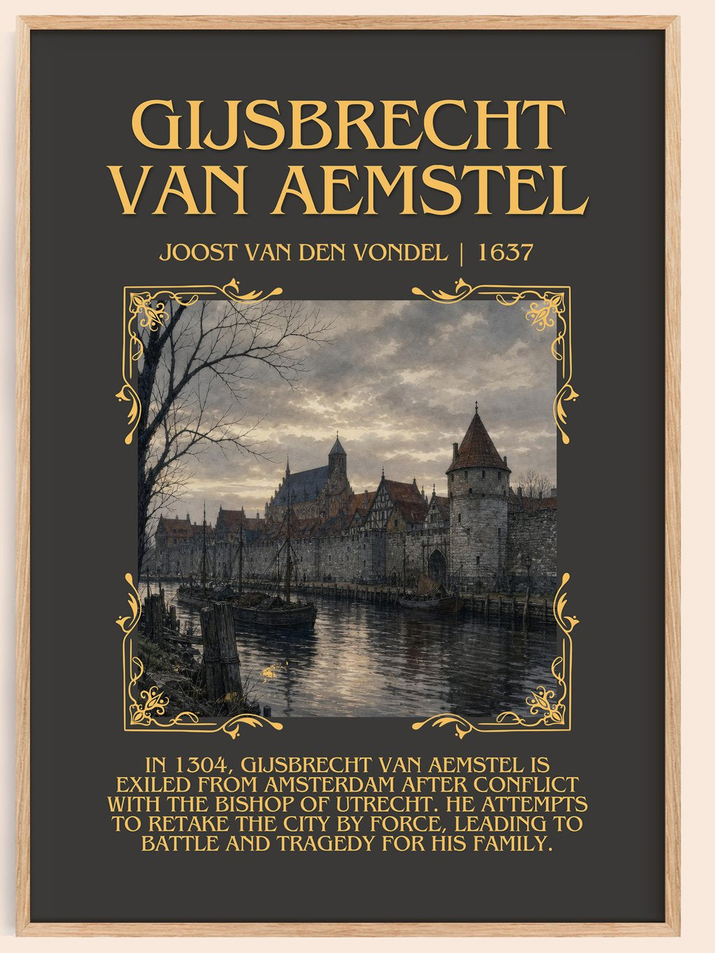 Gijsbrecht Van Aemstel Minimalist Book Poster by Joost van den Vondel – book poster