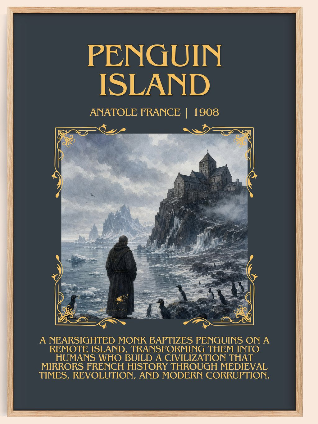Penguin Island Minimalist Book Poster by Anatole France – book poster