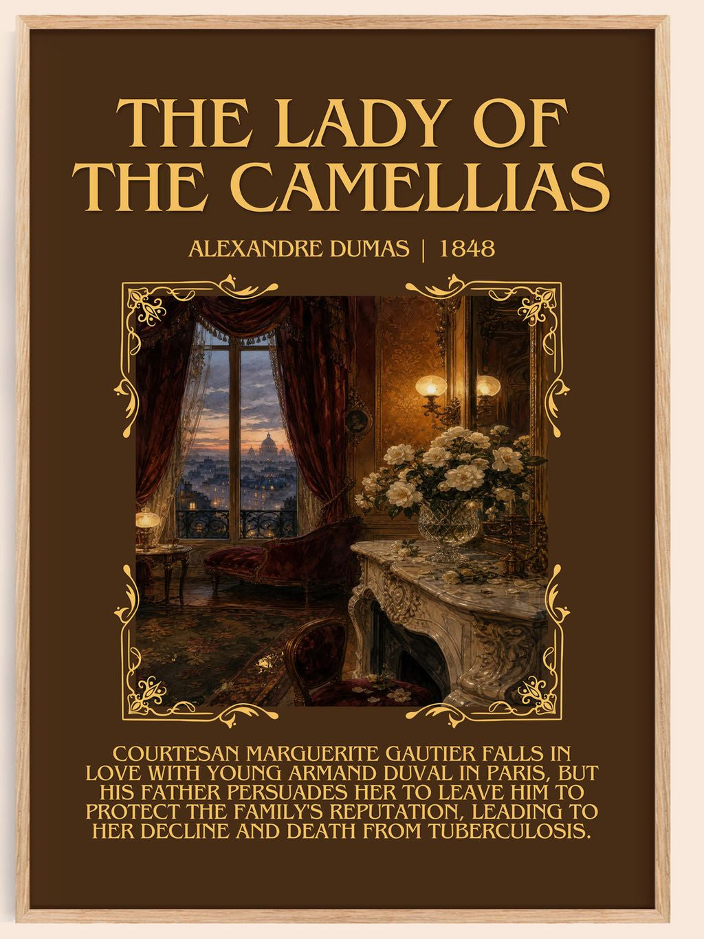 The Lady Of The Camellias Minimalist Book Poster by Alexandre Dumas – book poster