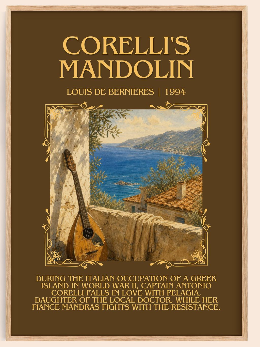 Corelli's Mandolin Minimalist Book Poster by Louis de Bernières – book poster
