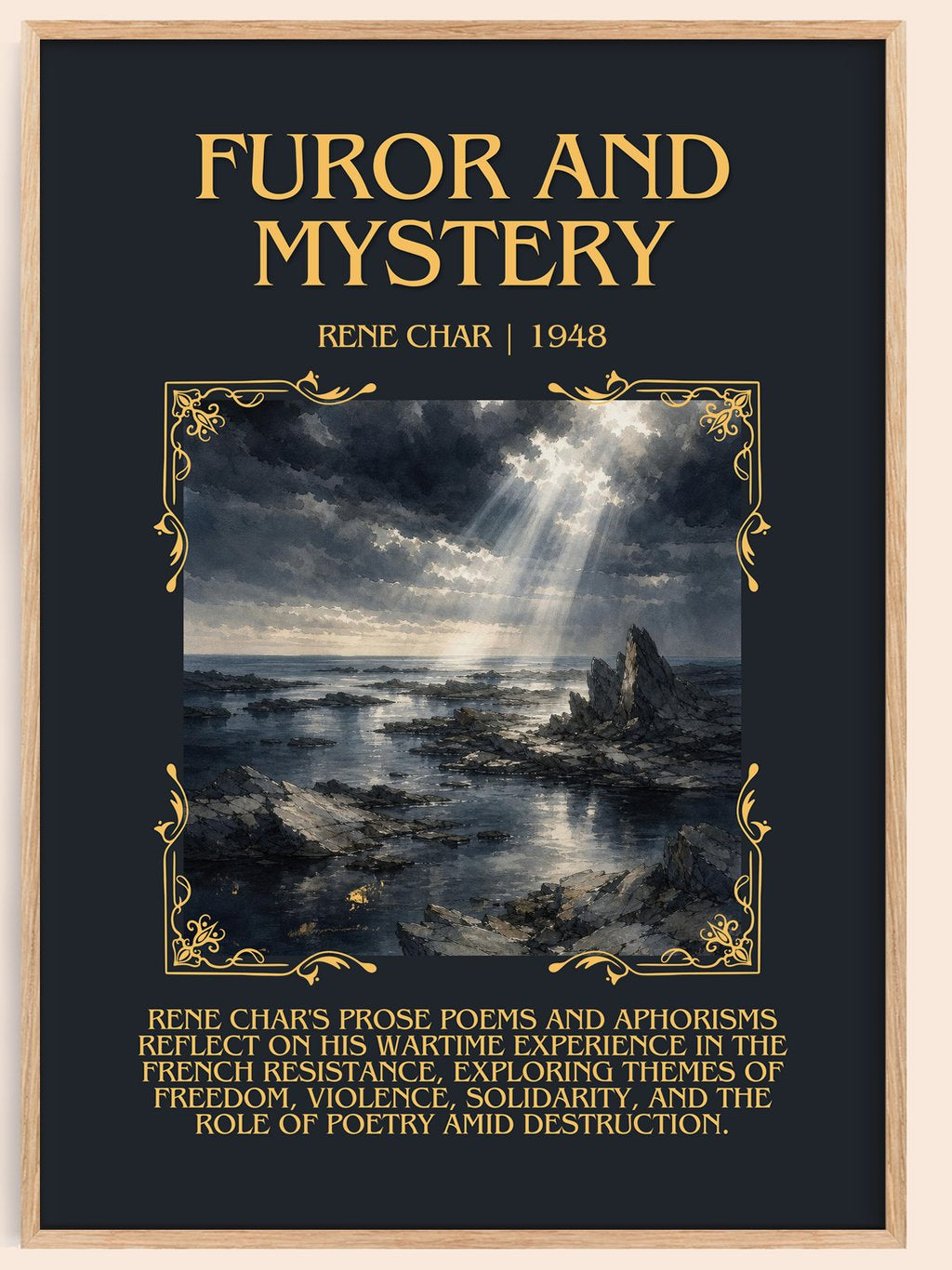 Furor and Mystery Minimalist Book Poster by René Char – book poster